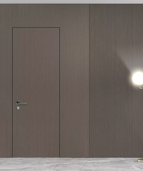 廠家定制現代簡約室內客廳房間多層實木隱形門 背景護墻板